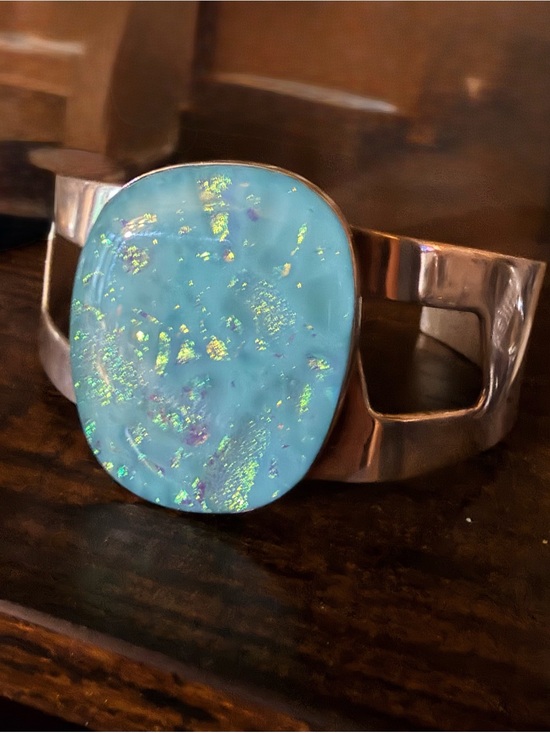 Jay King Jewelry - Jay King DTR Sterling Silver Dichroic Glass Opalescent Cuff Bracelet 6.5"